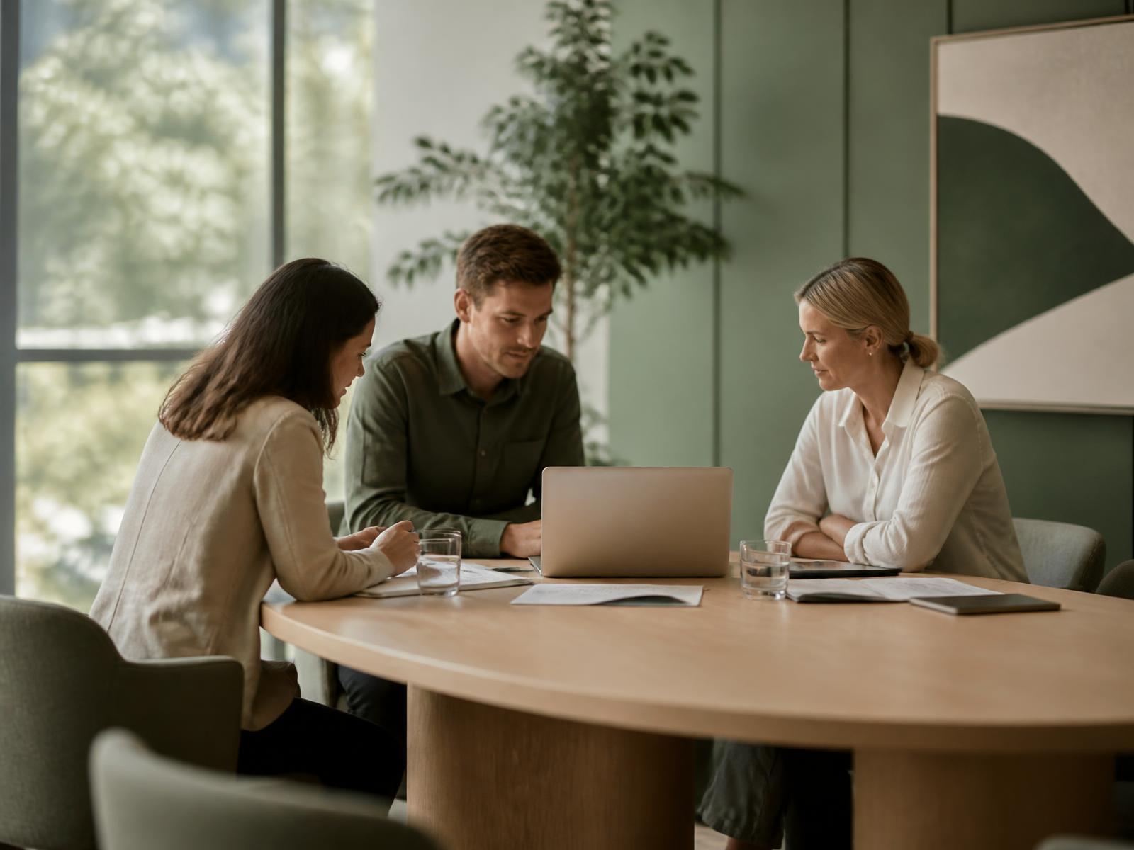 Business professionals collaborating in a modern Australian office